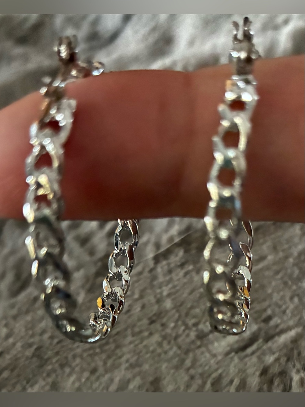 Silver Textured Hoop Earrings - Women Jewelry